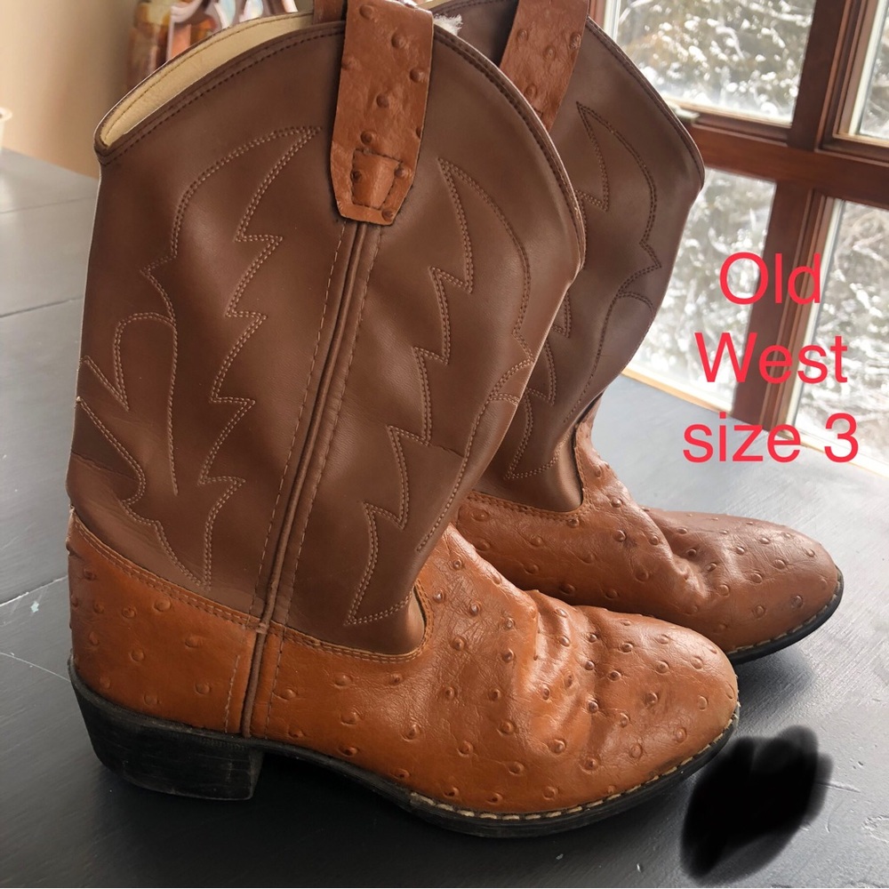 Old West Brown Tan Kids Western Boots